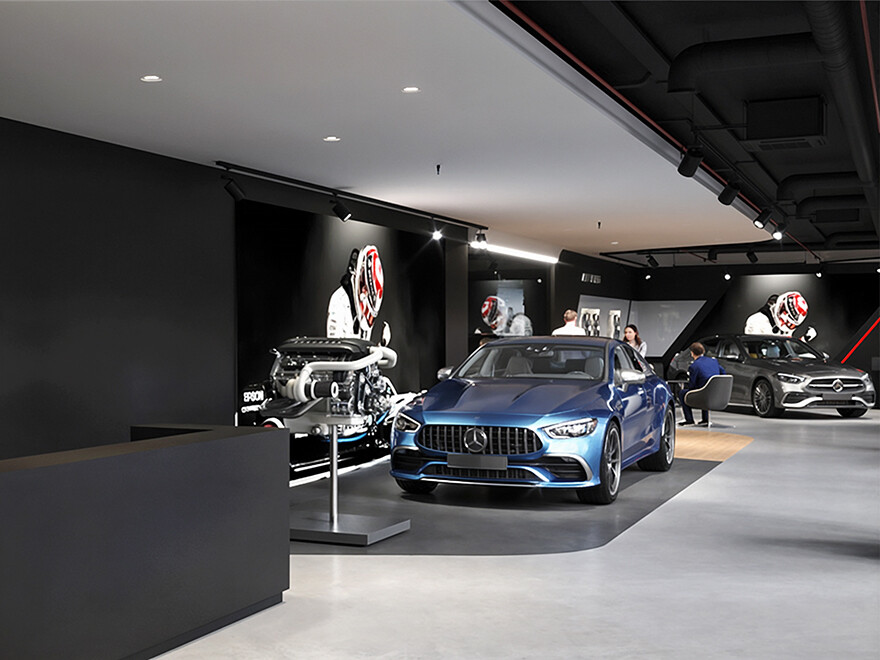 Шоу-рум автослона Mercedes-Benz в минималистичном стиле